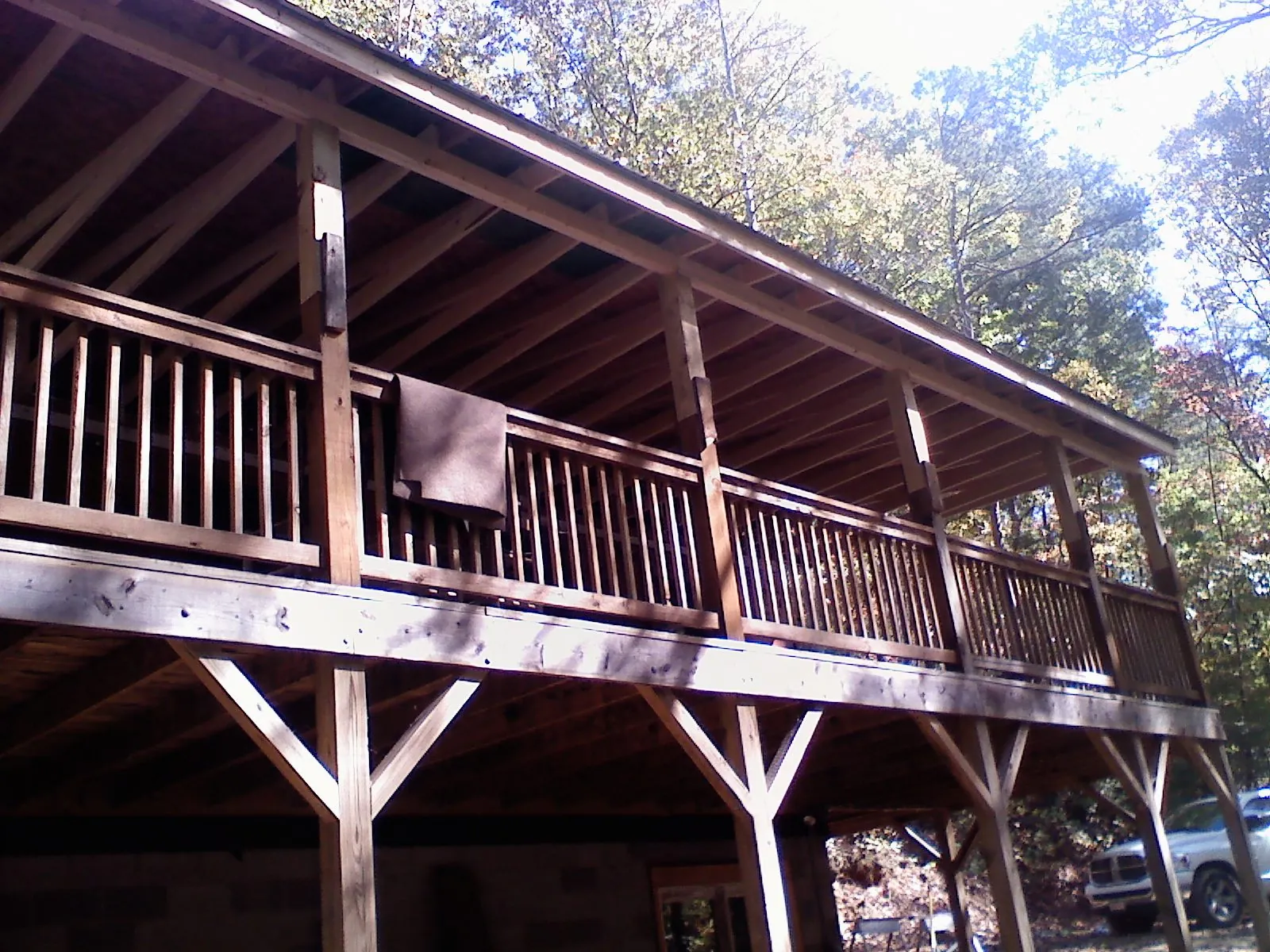 Timber framing under a new elevated porch and deck — Roof Leak Repair in Bedminster by Roofing Brothers